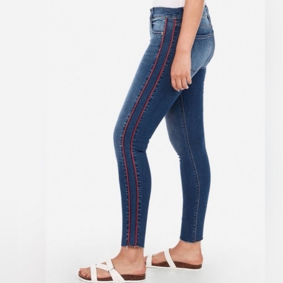 Express Red Stripe Jeans - Picture 1 of 5